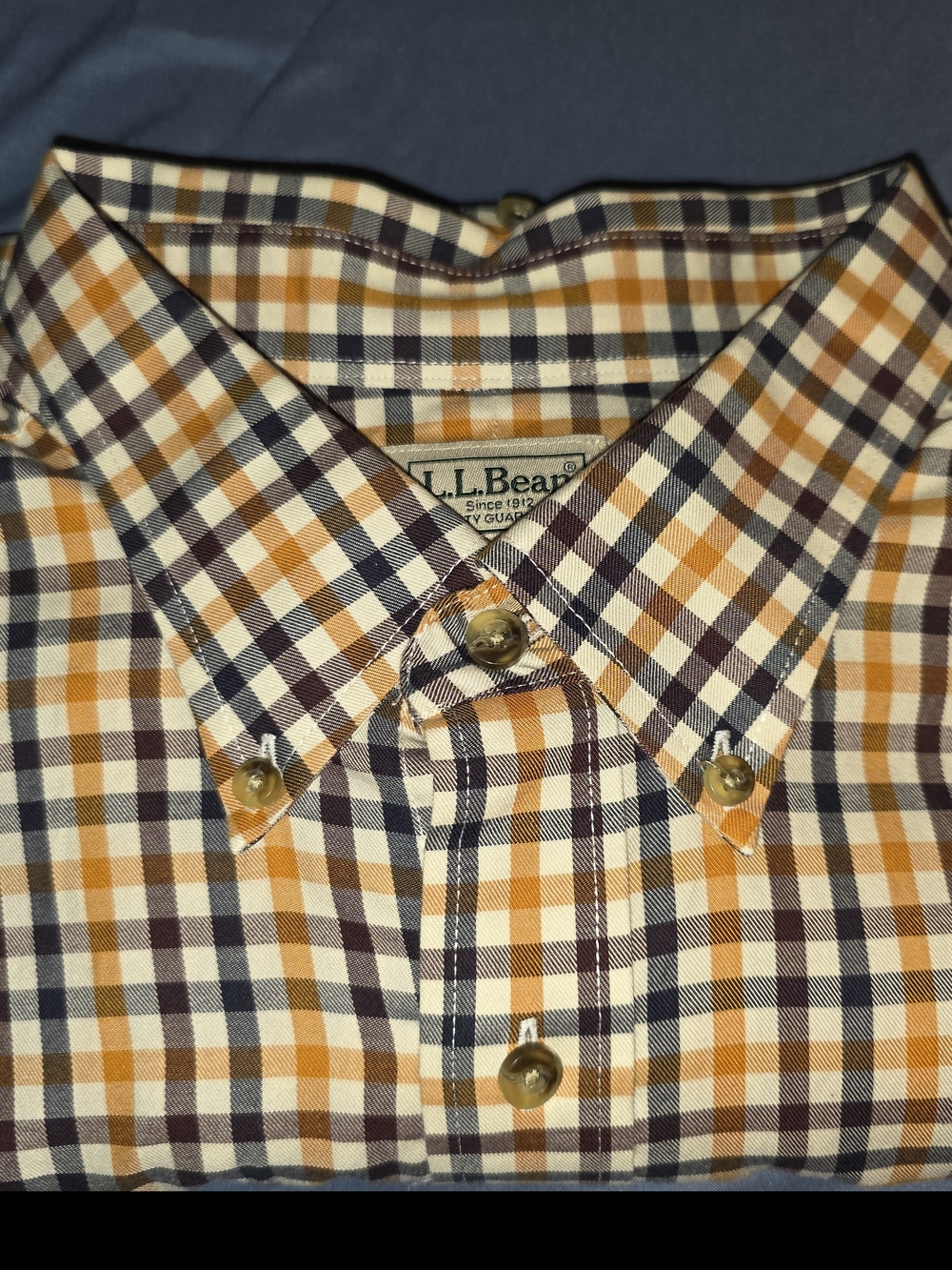L.L. Bean Men's Orange Plaid Button-Down Shirt